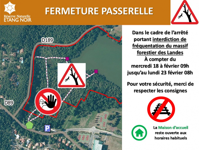 Affichette Fermeture Passerelle F&eacute;vrier 2026