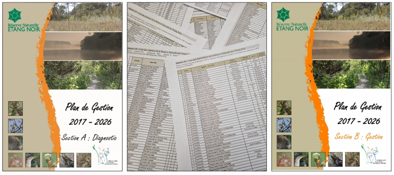 Visuel sur le plan de gestion et des listes d'espèces de la réserve naturelle de l'étang Noir