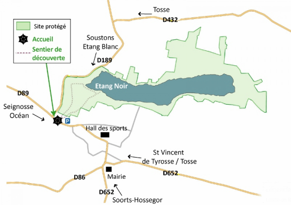 Carte - Plan d'accès à la réserve naturelle nationale de l'étang Noir